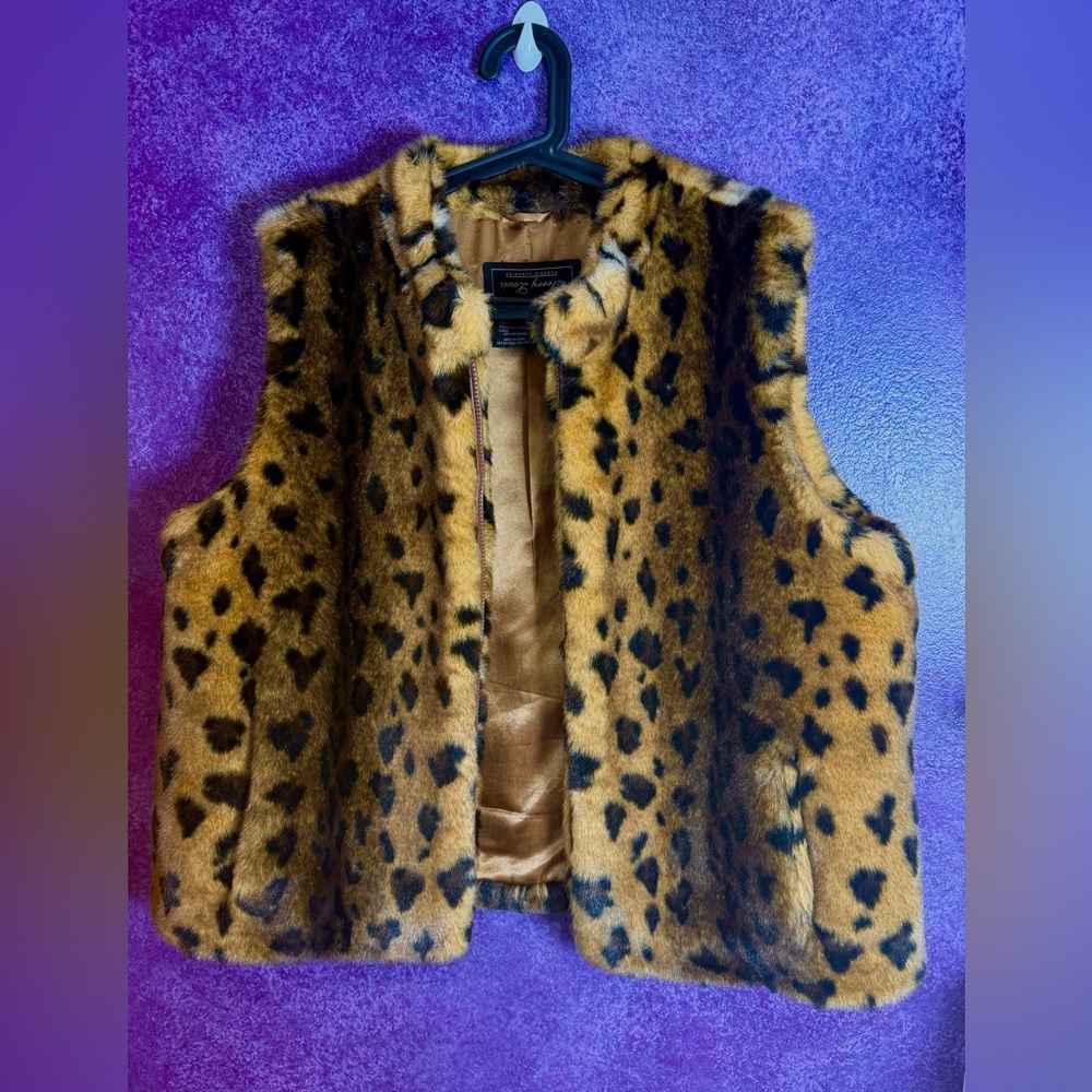 Terry Lewis Faux Fur Animal Print Vest - 1x